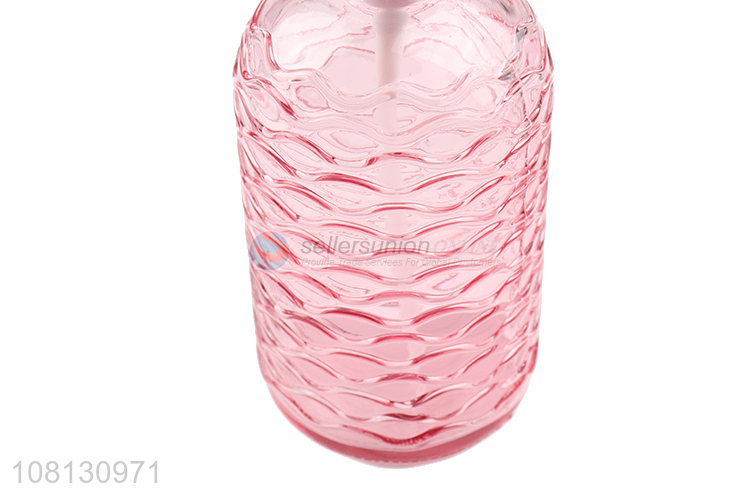Yiwu wholesale pink simple glass press lotion bottle