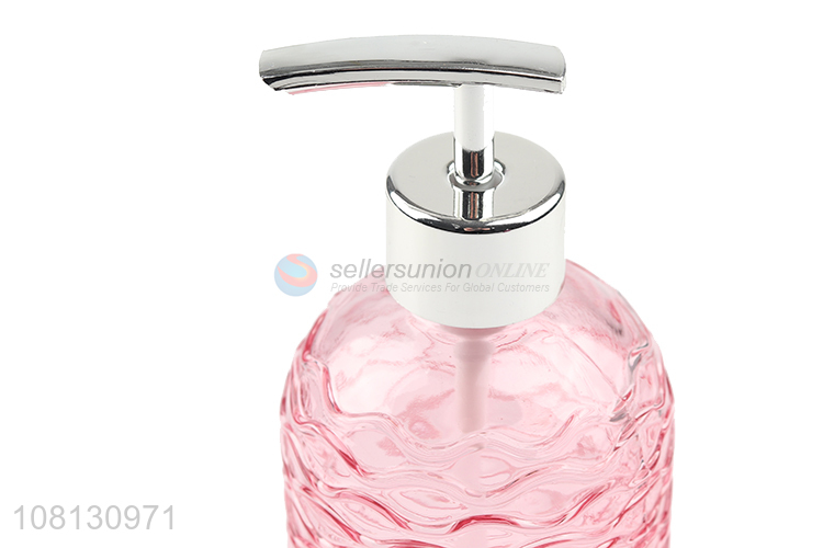 Yiwu wholesale pink simple glass press lotion bottle