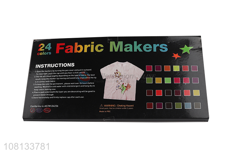 Creative design daily use 24colors fabric markers colors pen