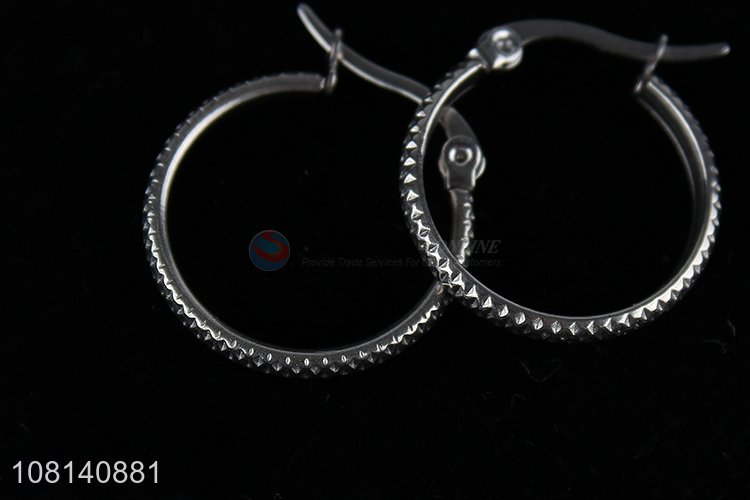 High quality silver delicate stainless steel hoop earrings