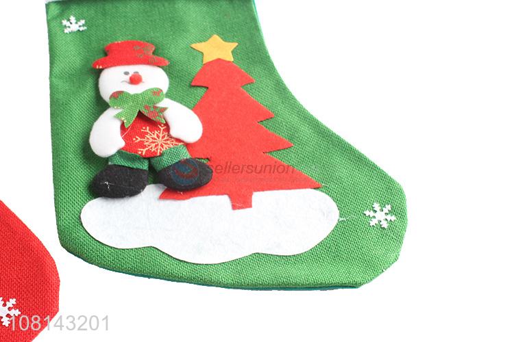 Factory price linen cartoon Christmas stocking for decoration