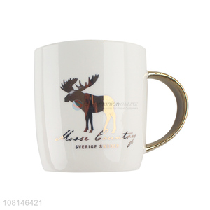 Fashion Ceramic Mug Water Cup With Gold-Rimmed  Handle