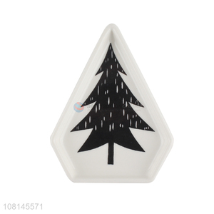 Creative Design Tree Shape Holiday Decoration Ceramic Plate