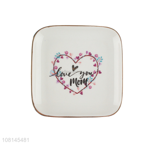 Fashion Printed Ceramic Plate Square Food Dish For Home