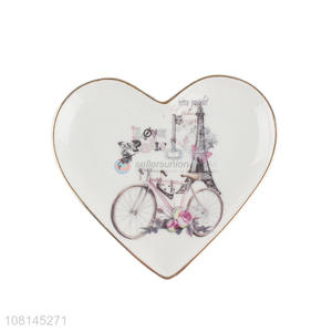 Fashion Printing Heart-Shaped Plate Ceramic Saucer