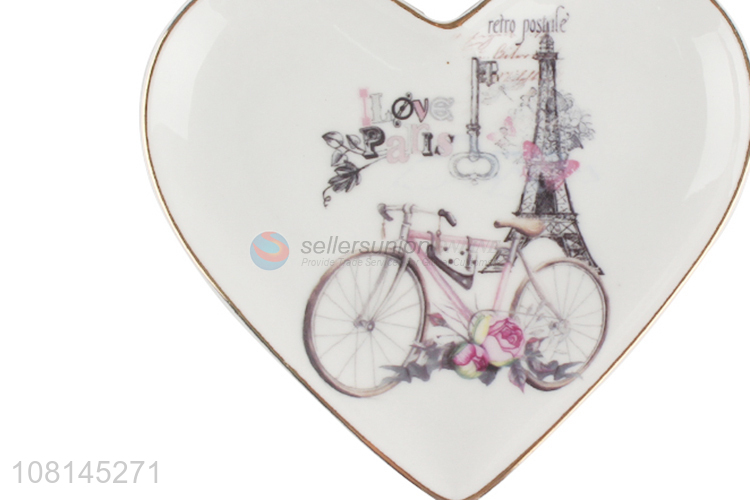 Fashion Printing Heart-Shaped Plate Ceramic Saucer