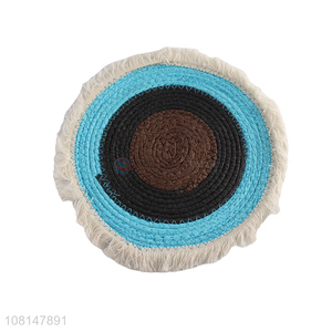 Low price round non-slip woven placemat table mat with tassels