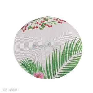 Custom logo heat resistant round woven placemat for dining table