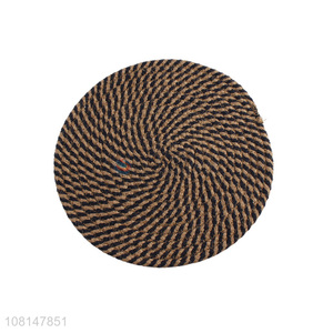 Promotional heat resistant round braided hemp table mat dining mat