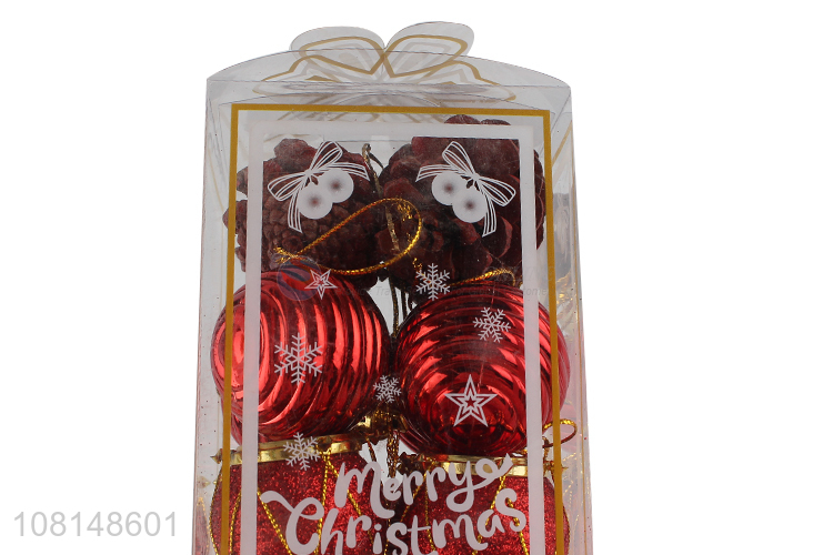 Good Price Red Christmas Balls With Pine Cone Christmas Ornaments Set
