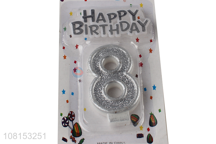 China imports silver glitter number candle cake topper decoration