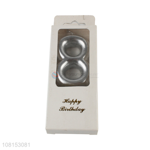 High quality metallic number candle silver birthday candle