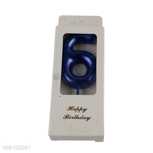 Factory supply metallic birthday cake number candle wholesale