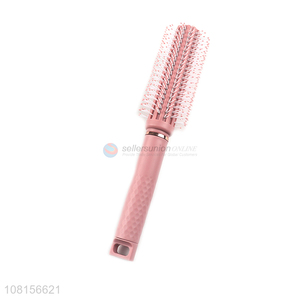 Good selling round pink curly hair comb anti-static hair brush