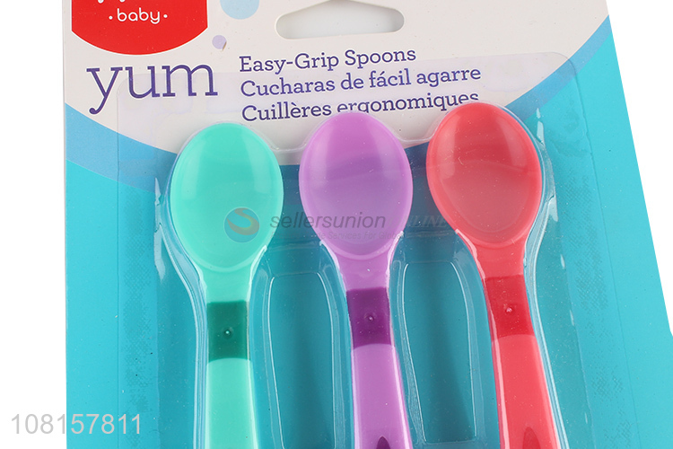 Top sale colourful easy-grip baby training self-feeding spoon