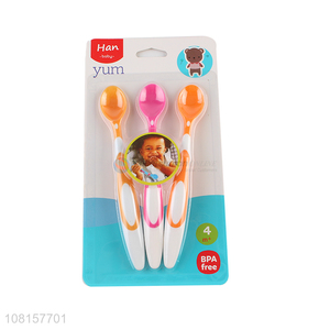 Best selling 2pieces soft baby training spoons set