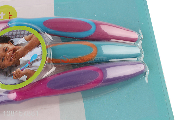 Yiwu factory colourful 3pieces baby training spoon set