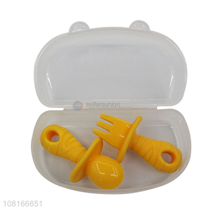 Hot selling creative plastic baby spoon with storage Box