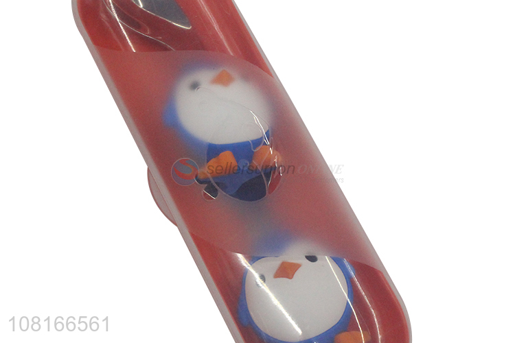 China factory cartoon penguin stainless steel baby spoon