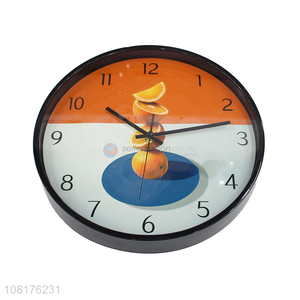 New product decorative battery operated round orange wall clocks