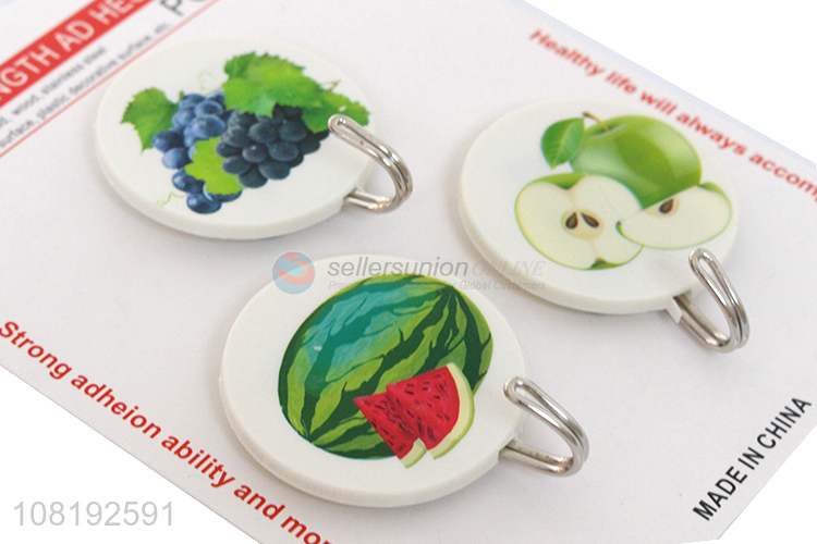 Best Sale 3 Pieces Fruit Pattern Sticky Hooks Cheap Adhesive Hooks