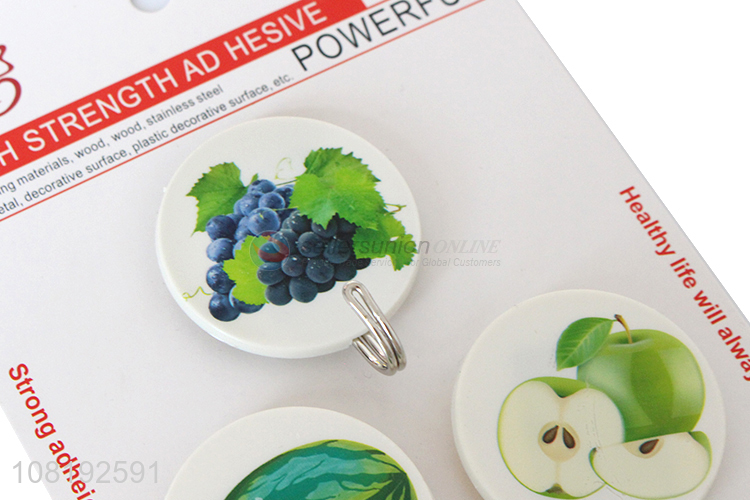 Best Sale 3 Pieces Fruit Pattern Sticky Hooks Cheap Adhesive Hooks