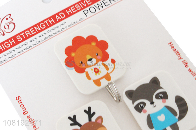 Cartoon Animal Pattern 3 Pieces Wall Hooks Fashion Sticky Hooks