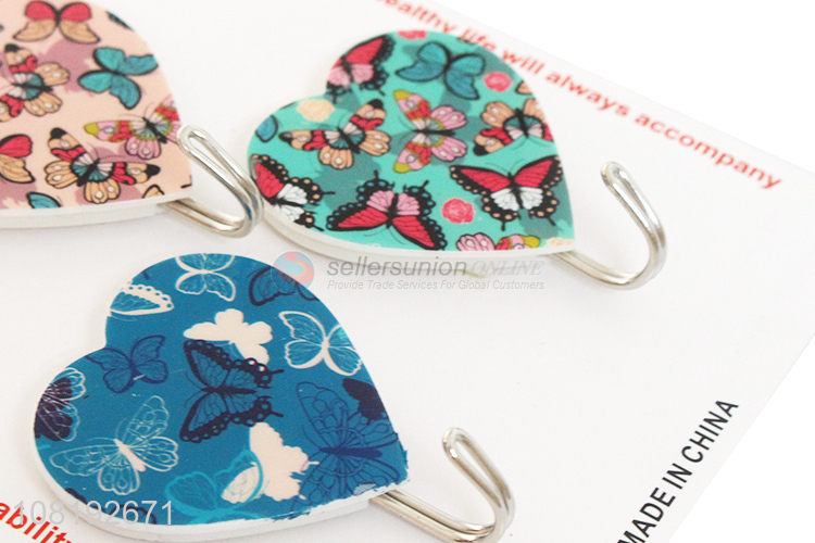 New Arrival 3 Pieces Heart Shape Sticky Hooks Adhesive Hook
