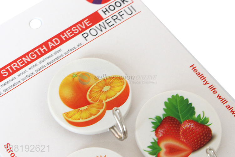 Best Quality Fruit Pattern Round Sticky Hooks Fashion Wall Hooks