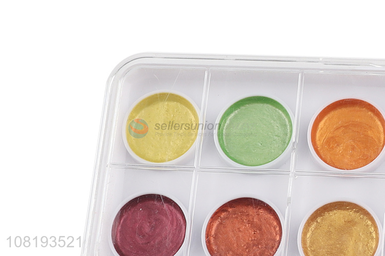 Best selling 12colors watercolor paints palette with paintbrush