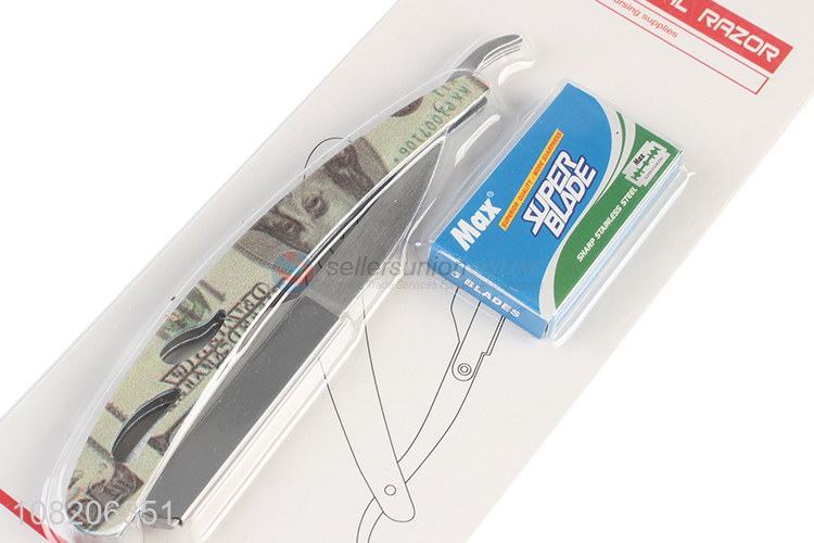 New design dollar printed stainless steel straight edge razor shaver