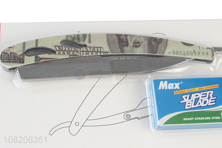 New design dollar printed stainless steel straight edge razor shaver