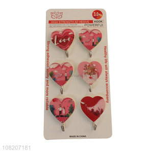 China wholesale heart shape plastic sticky hooks for wall