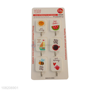 Factory supply 6pieces household wall mounted sticky hooks