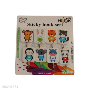 New products animal pattern 8pieces wall sticky hooks set