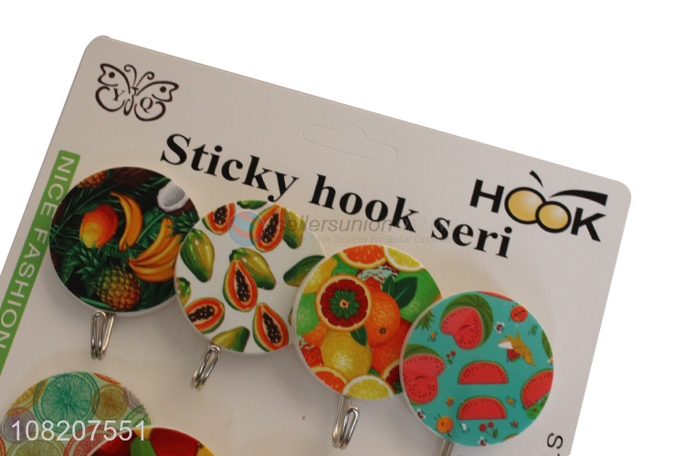 Cheap price round plastic wall mounted sticky hooks