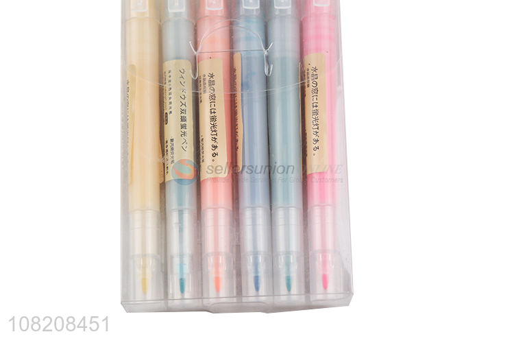 China supplier 6 colors fluorescent ink highlighter marking pens