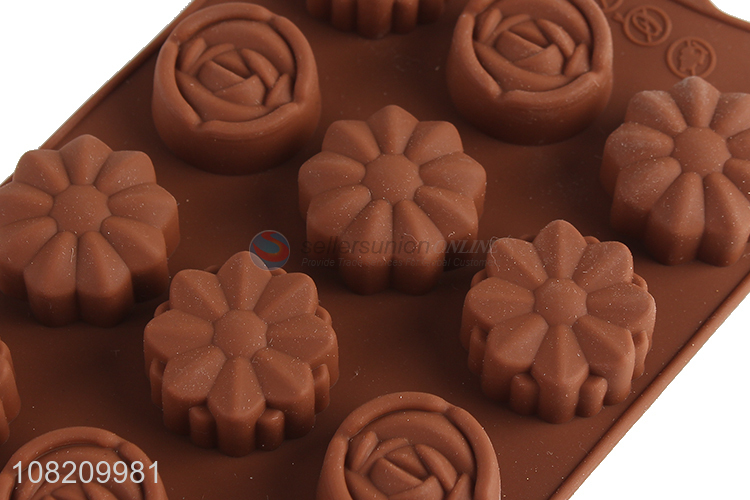Hot selling flower shaped silicone chocolate moulds for caramels jello