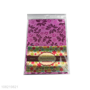 Online wholesale flower printed sparkling packaging paper