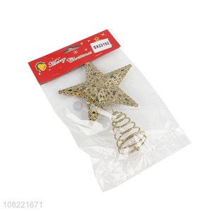 Custom Christmas Tree Decoration Gold Metal Hollow Star