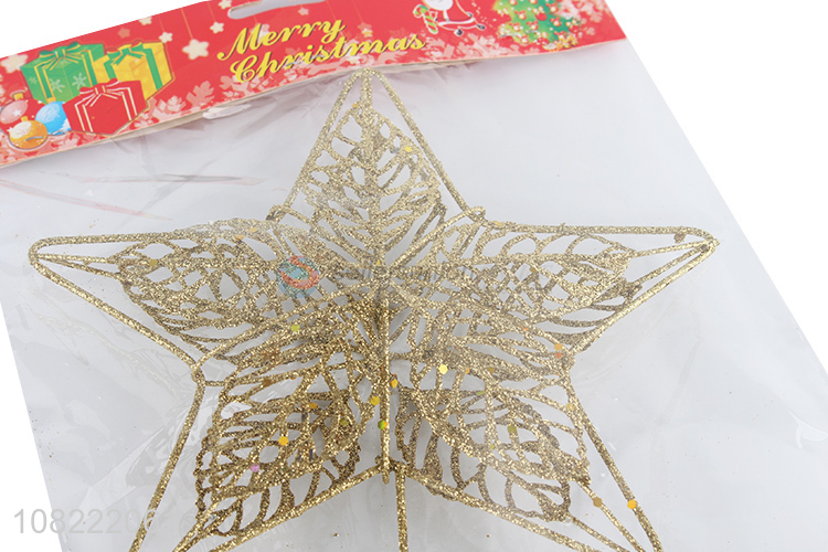 Custom Golden Hollow Star For Christmas Tree Decoration