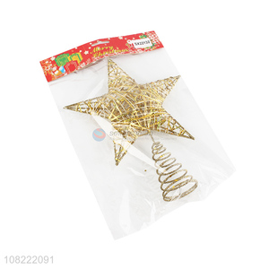 Hot Sale Christmas Tree Decoration Gold Glitter Top Star