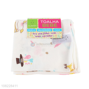Online wholesale skin-friendly organic cotton baby saliva towels 4pcs