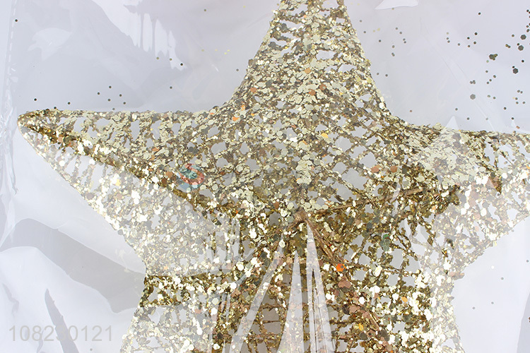 Good price gold glitter Christmas tree topper star Xmas ornament