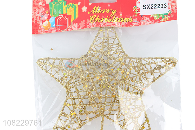 Good quality gold glitter wire star tree topper Xmas ornaments