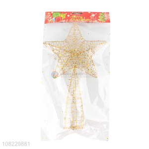 Hot selling Christmas tree ornaments gold metal wire topper star