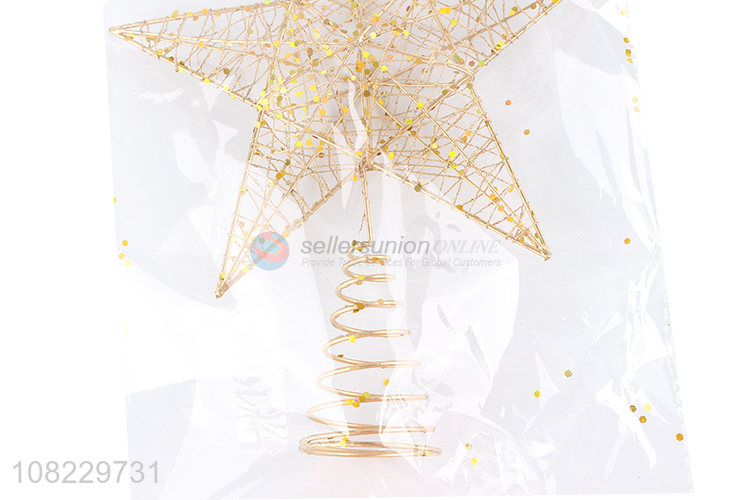 Recent design Christmas treetop ornaments gold metal wire star