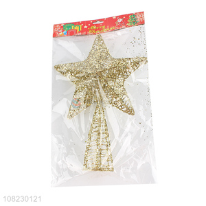 Good price gold glitter Christmas tree topper star Xmas ornament