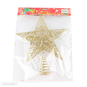 Top product iron art craft gold glitter Christms star tree topper