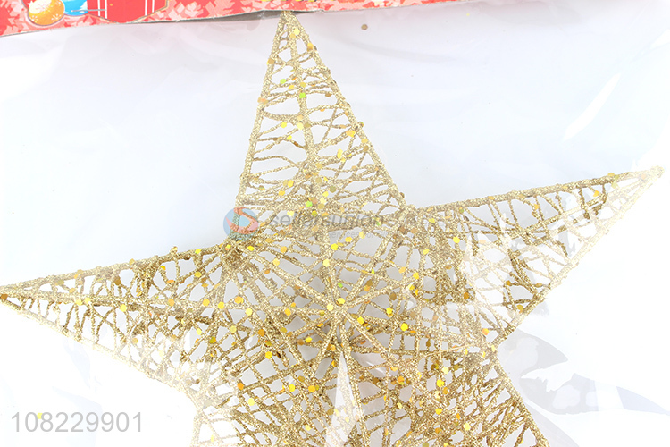 Top product iron art craft gold glitter Christms star tree topper